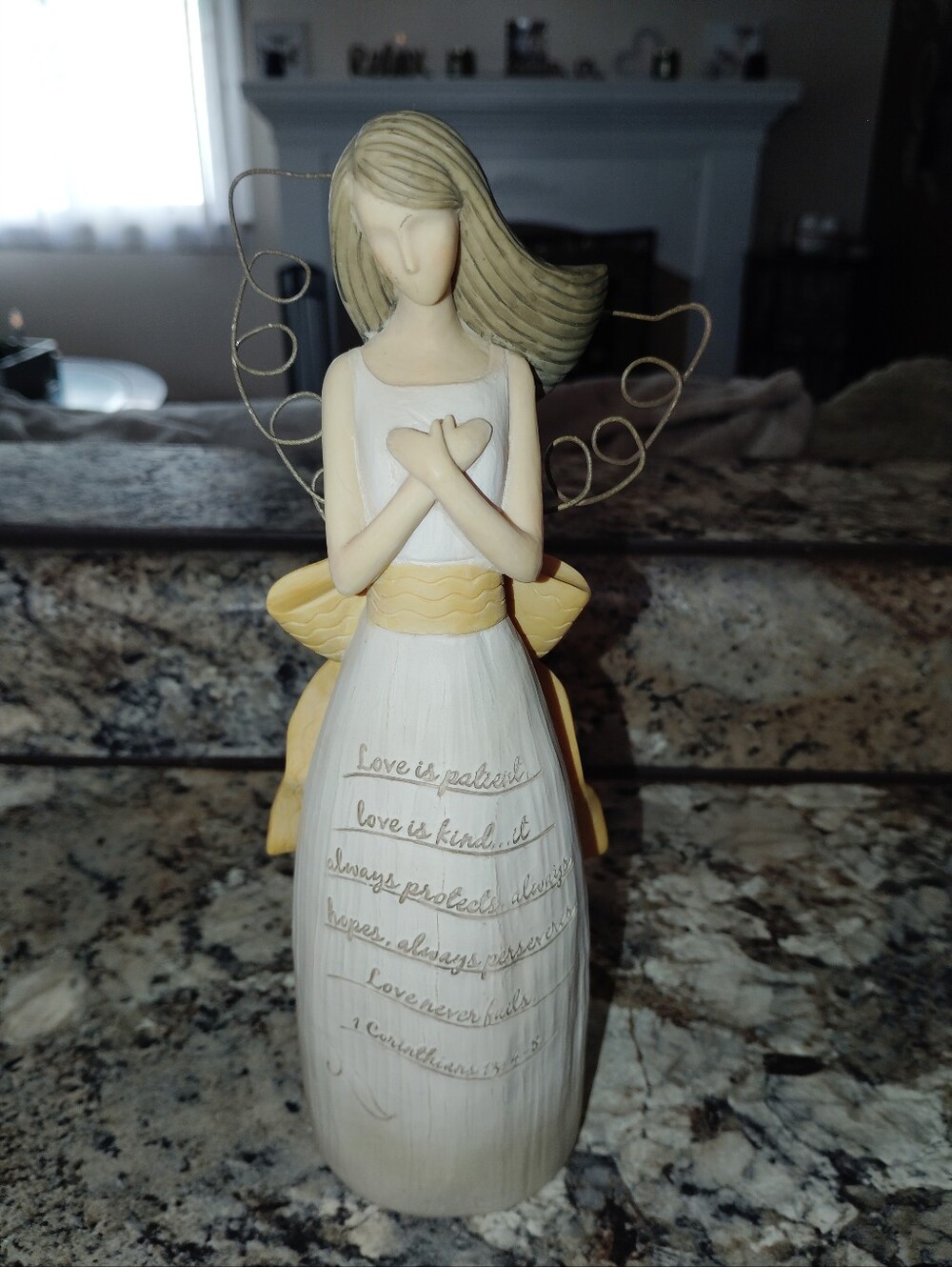 Cream and Yellow Angel Figurine with Inspirational Script - Home Accent - Picture 2 of 4